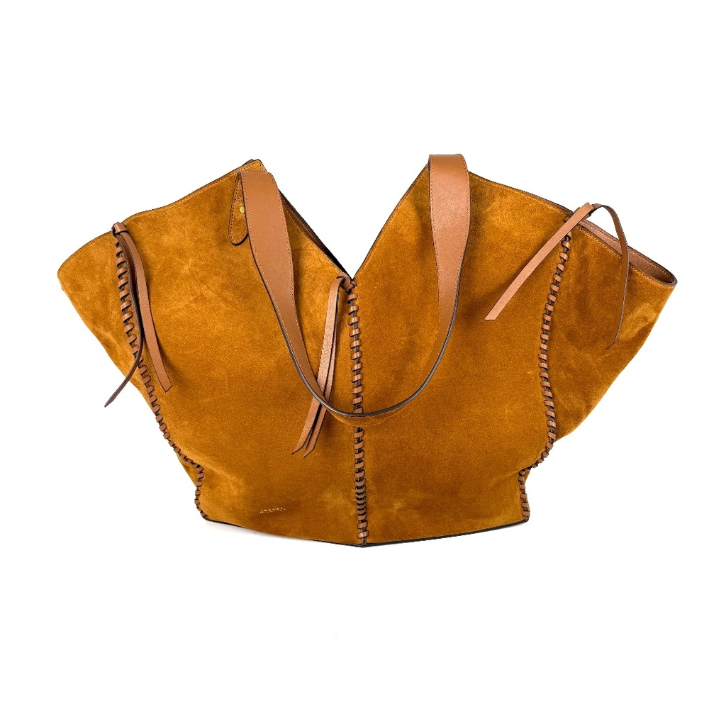 Isabel Marant Tampa Braided Leather Trim Brown Suede 2025 Tote Shoulder Bag